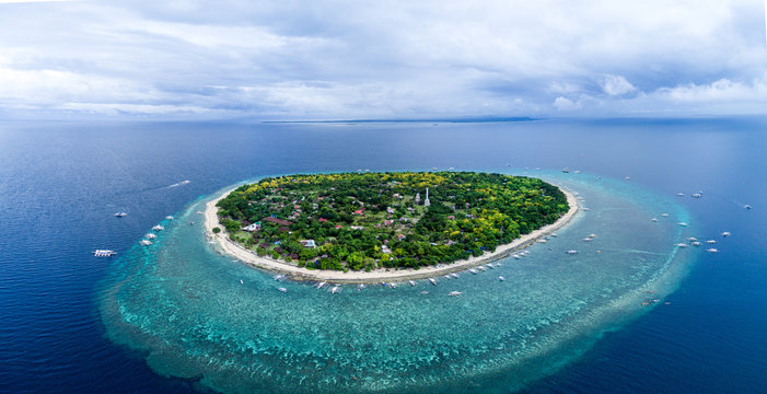 Aerial Drone Panorama Picture of Balicasag Island in Bohol in the Philippines