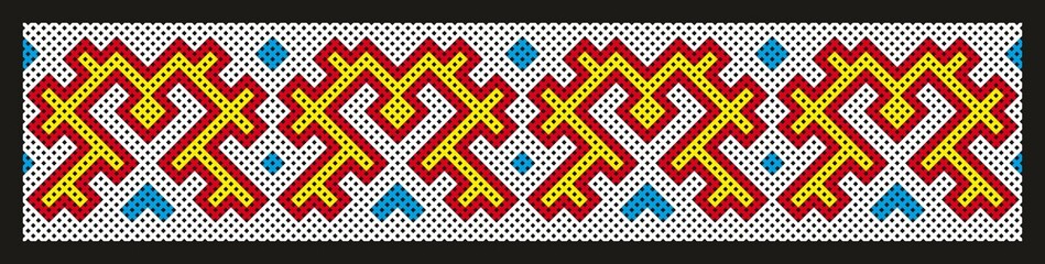 Element of traditional ornament for decoration of clothes of the peoples of the Far North of Russia. Ornament of Khanty and Mansi.