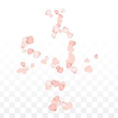 Love Hearts Confetti Falling Background. St. Valentine's Day pattern Romantic Scattered Hearts. Vector Illustration for Cards, Banners, Posters, Flyers for Wedding, Anniversary, Birthday Party, Sales.