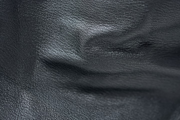 genuine leather black color with folds macro