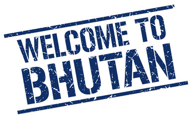 welcome to Bhutan stamp