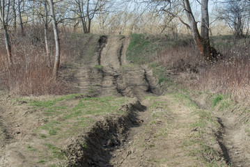 dirty road in countryside slective focus
