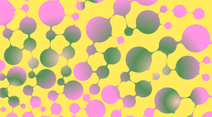 abstract connected bubbles background in yellow pink shades