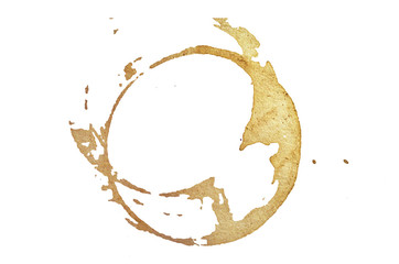 Coffee or tea cup stain on white background.