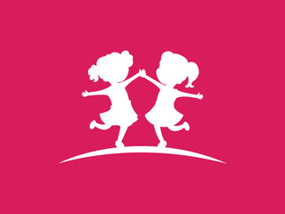 Girl drawing vector illustration on white background