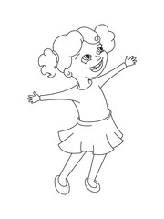 Girl drawing vector illustration on white background