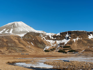 Iceland west region in winter, Snaefellsness peninusla, Hraunhofn area, seen from road 54