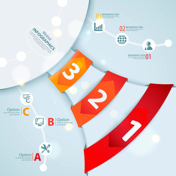 Modern business red step origami style options banner.