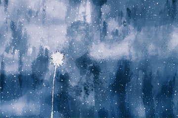 Obraz na płótnie Canvas Digital painting of white flower on cool tone background