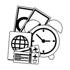 Vacations and travel concept in black and white