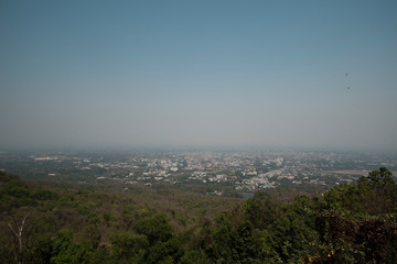 Obraz premium air pollution over Changmai province, Thailand, PM2.5, April 2019