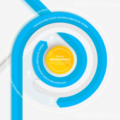 Blue circle ribbon for info graphics.