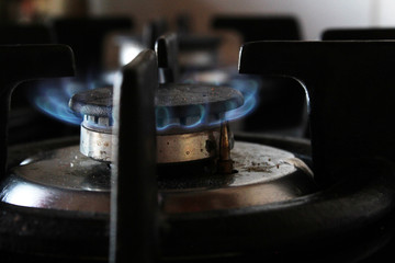 Burning hob in the kitchen