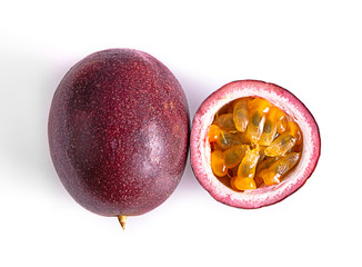 passion fruit isolated on a white top view