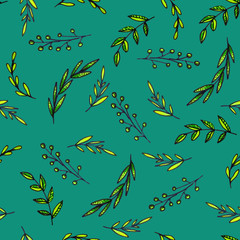 Fototapeta na wymiar Seamless pattern of leaves. Print for fabric and other surfaces.