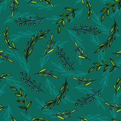 Fototapeta na wymiar Seamless pattern of leaves. Print for fabric and other surfaces.
