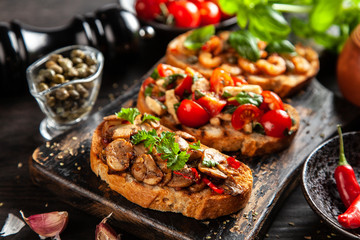 Traditional Italian bruschettas
