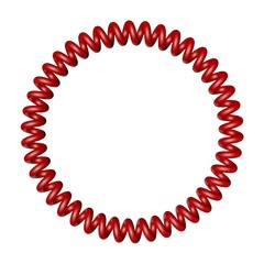 Ring of spiral telephone cable. Isolated on white background. 3D rendering.