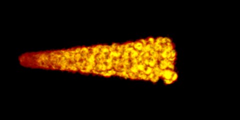 Stream of fire plasma. Isolated on black background. 3D rendering.