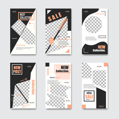 Fashion Post Template Social Media Banners for Digital Marketing. Promo Brand Fashion. Stories. Streaming. story, internet web banner, flyer,poster and brochure.fluid. Vector Illustration. 
