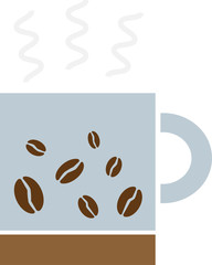 Hot coffee in a colored mug