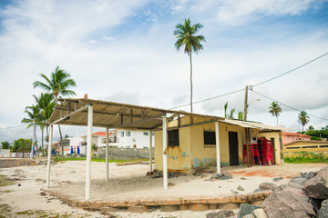 Ilha de Itamaraca, Brazil - Circa March 2019: Illegally built building working as a beach bar - Itamaraca has a growing problem with illegal constructions by the beach