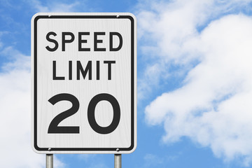 US 20 mph Speed Limit sign - obrazy, fototapety, plakaty