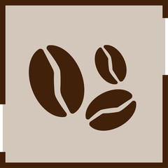 Two colored grains of coffee in a square