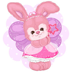 Cute bunny princess in fairy costume. Children's character.