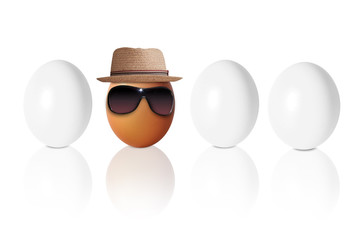brown egg with sunglasses at easter break