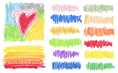 Oil pastel stroke on white background.