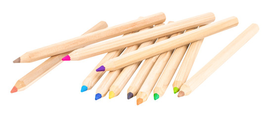assorted color pencils, isolated on white background