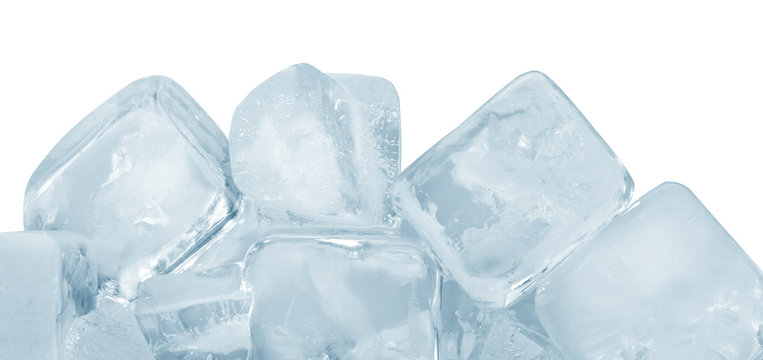 ice cubes on white background