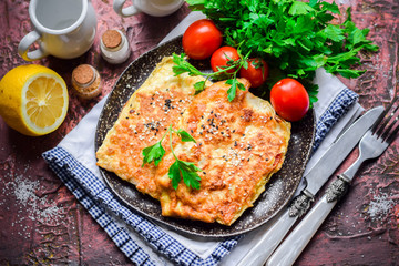 Fried pita in egg.
