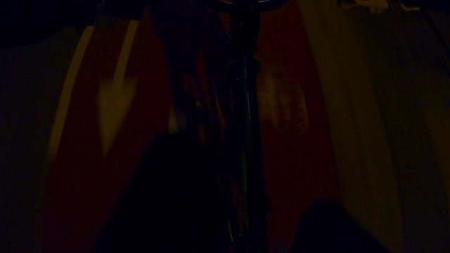 963-04 Bicycle Ride At Night Pedaling Trough City Streets In Bike Lane Long