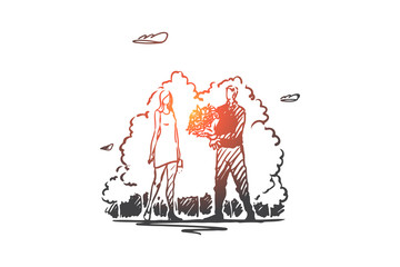 Family, date, romance, love, happy concept. Hand drawn isolated vector.