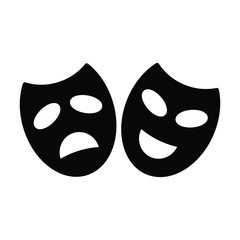 Funny and sad mask theatrical. vector icon