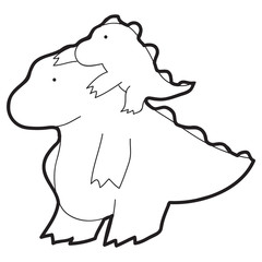 Cartoon doodle illustration of cute dinosaur family for coloring book, t-shirt print design, greeting card