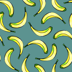 Fototapeta na wymiar Fruits seamless pattern. Juicy summer fruits. Banana pattern. Print for fabric and other surfaces.