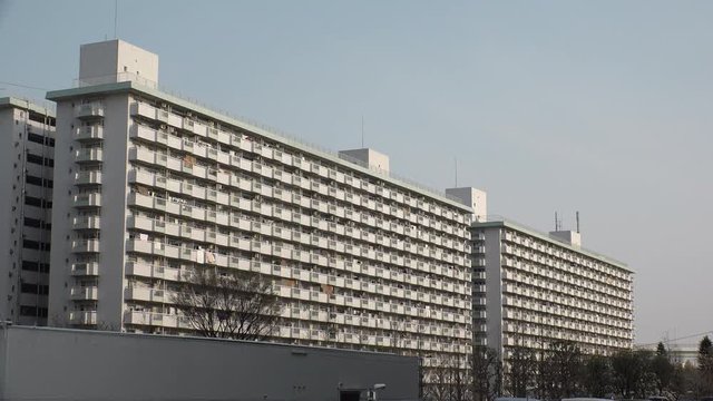 OJI,  TOKYO,  JAPAN - CIRCA APRIL 2019 : Scenery of RESIDENTIAL APARTMENT area in Oji city.  This area is famous for HUGE APARTMENT BUILDINGS in Tokyo.