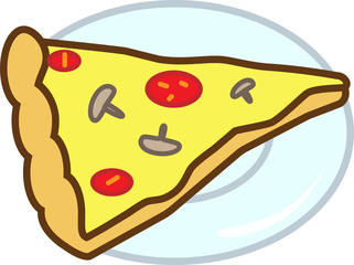 Colored icon pizza with mushrooms, tomatoes and chees