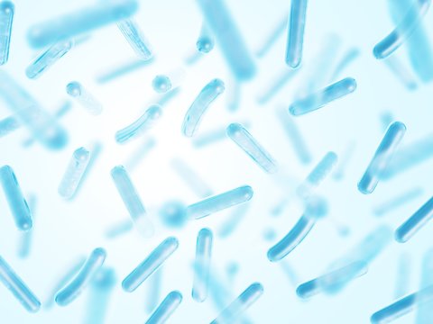 Probiotics Lactobacillus acidophilus.  3d illustration. Blue color.