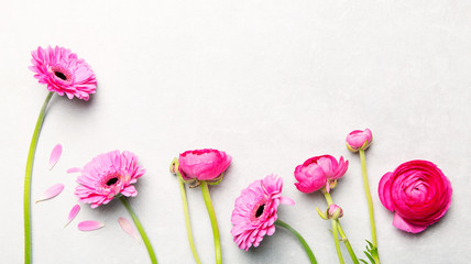 Gerbera und Ranunkeln in pink, Grußkarte, Muttertag, Geburtstag