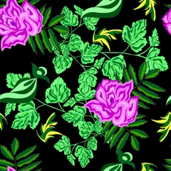 Möbelaufkleber beautiful roses abstract seamless pattern © VECTOR CORPORATION