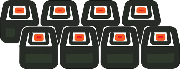 Set of eight sushi colored icons