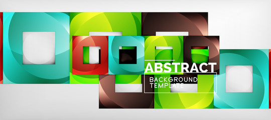 Fototapeta premium Background with color squares composition, modern geometric abstraction design for poster, cover, branding or banner