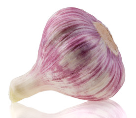 Young garlic is isolated on a white background.