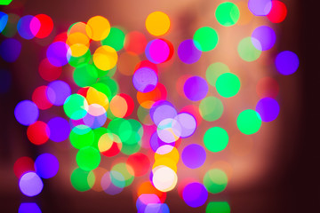 Abstract Christmas background. Blurred background with lights