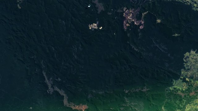 Iron Mine In Green Amazon Rainforest Satellite View Night To Day Sunrise In Carajas Brazil. Contains Public Domain Image By Nasa