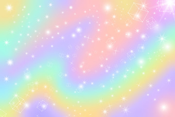Pastel star glow fantasy universe hologram magic. Cubic floating modern dream holiday hologram fantasy land beautiful blur object vector illustration background